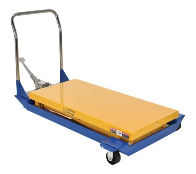 Vestil Steel Foot Pump Scissor Cart 46-13/16 In. x 23-7/16 In. 1000 Lb. Capacity Blue / Yellow