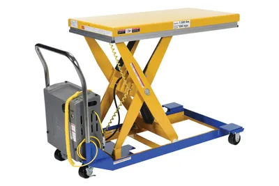 Vestil CART-24-15-DC dc powered and manual scissor cart shown from an alternate angle