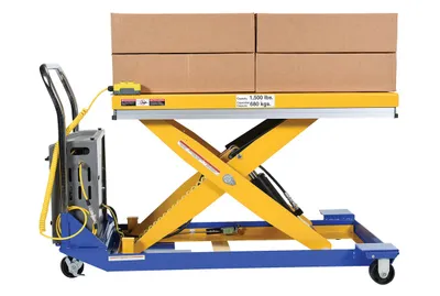 Vestil CART-24-15-DC dc powered and manual scissor cart shown from an alternate angle