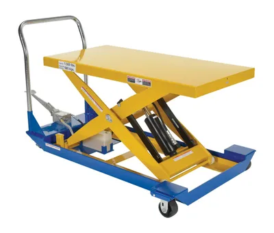 Vestil Steel Foot Pump Scissor Cart 48 In. x 24 In. 1500 Lb. Capacity Blue / Yellow