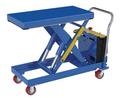 Vestil Steel 12V DC Hydraulic Elevating Cart 20 In. x 40 In. 2500 Lb. Capacity Blue
