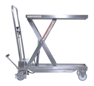 Vestil CART-330-SS stainless steel scissor cart shown from an alternate angle