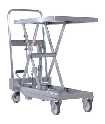 Vestil CART-330-SS stainless steel scissor cart shown from an alternate angle