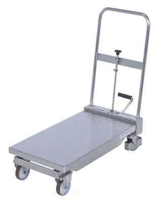 Vestil Stainless Steel Hydraulic Cart 15-3/4 In. x 27-1/2 In. 330 Lb. Capacity Silver