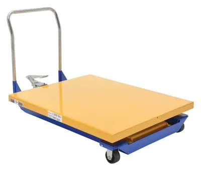 Vestil Steel Foot Pump Powered Scissor Cart 46-13/16 In. x 39-7/16 In. 1500 Lb. Capacity Blue / Yellow