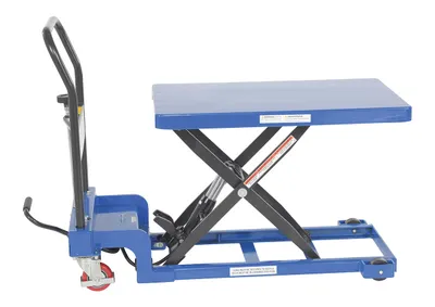 Vestil CART-400-LP-AS low profile scissor cart w auto-shift shown from an alternate angle