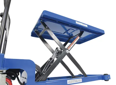 Vestil CART-400-LP-AS low profile scissor cart w auto-shift shown from an alternate angle