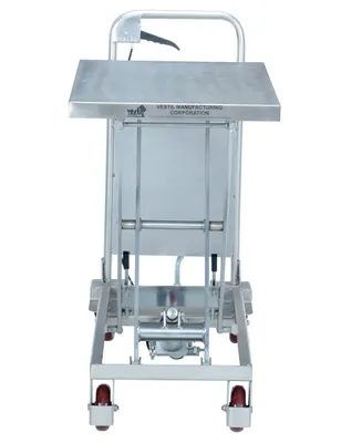 Vestil CART-400-PSS partially stainless steel hydraulic elevating cart shown from an alternate angle