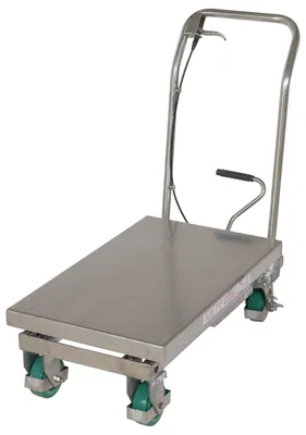 Vestil CART-500-SS3 stainless steel scissor cart shown from an alternate angle
