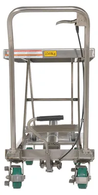 Vestil CART-500-SS3 stainless steel scissor cart shown from an alternate angle