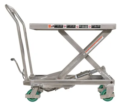 Vestil CART-500-SS3 stainless steel scissor cart shown from an alternate angle