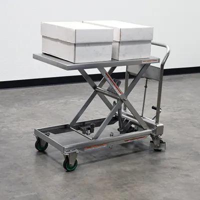 Vestil CART-550-SS stainless steel scissor cart shown from an alternate angle