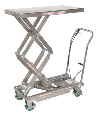 Vestil CART-600-D-SS2 stainless steel scissor cart shown from an alternate angle