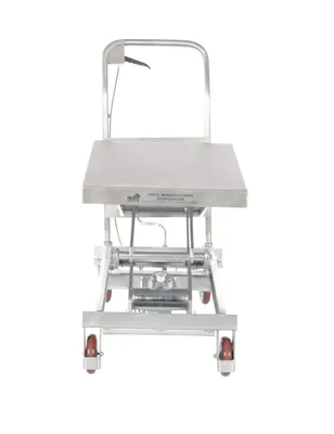 Vestil CART-800-D-PSS partially stainless steel hydraulic elevating cart shown from an alternate angle