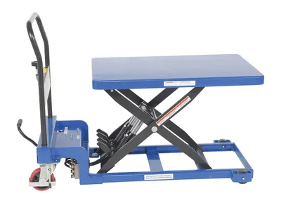 Vestil CART-900-LP-AS low profile scissor cart w auto-shift shown from an alternate angle