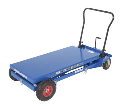 Vestil CART-PN-1000 pneumatic tire elevating cart shown from an alternate angle