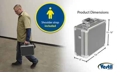 Vestil CASE-1310 aluminum carrying case feature highlights