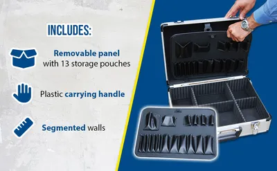 Vestil CASE-1814 aluminum tool case feature highlights