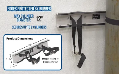 Vestil CB-W-2S wall mounted cylinder bracket feature highlights