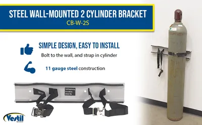 Vestil CB-W-2S wall mounted cylinder bracket feature highlights