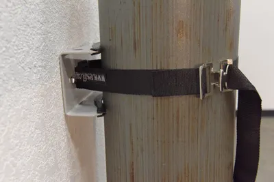 Vestil CB-W-S wall mounted cylinder bracket shown from an alternate angle