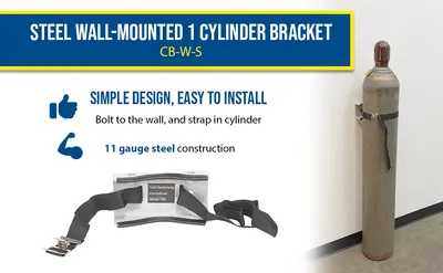 Vestil CB-W-S wall mounted cylinder bracket feature highlights