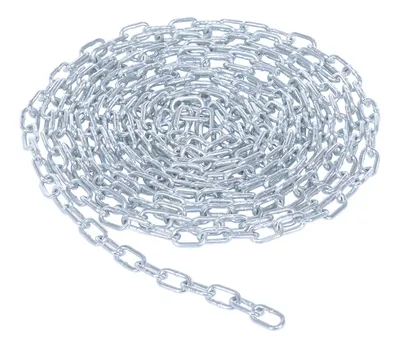 Vestil Galvanized Steel Bollard Safety Chain 10 Foot 3/16 In. Thickness Silver