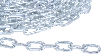 Vestil CHAIN-316-25-GALV chain in a variety of color shown from an alternate angle