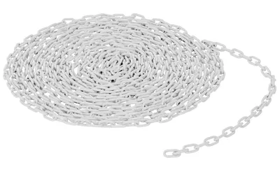 Vestil Steel Bollard Safety Chain 25 Foot 3/16 In. Thickness White