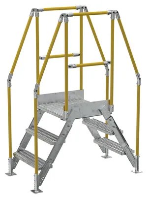 Vestil Galvanized Steel Crossover Ladder 3 Step 23-1/2 In. x 24 In. 500 Lb. Capacity Silver