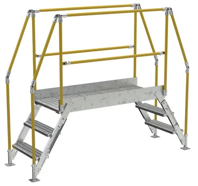 Vestil Galvanized Steel Crossover Ladder 3 Step 23-1/2 In. x 60 In. 500 Lb. Capacity Silver