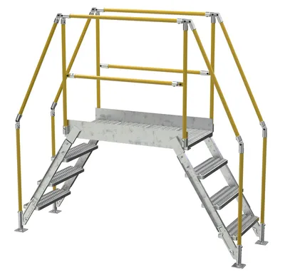 Vestil Galvanized Steel Crossover Ladder 4 Step 23-1/2 In. x 48 In. 500 Lb. Capacity Silver