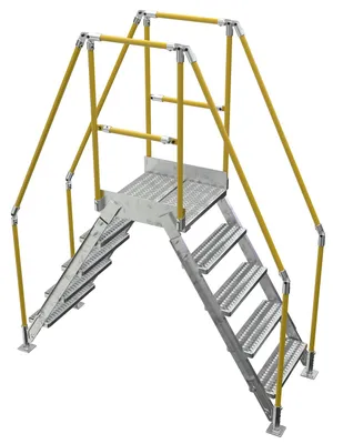 Vestil Galvanized Steel Crossover Ladder 5 Step 23-1/2 In. x 24 In. 500 Lb. Capacity Silver