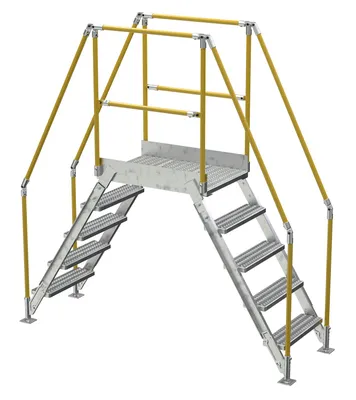 Vestil Galvanized Steel Crossover Ladder 5 Step 23-1/2 In. x 36 In. 500 Lb. Capacity Silver