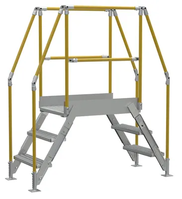 Vestil Aluminum Crossover Ladder 3 Step 36 x 29-1/8 In. Platform 500 Lb. Capacity Silver