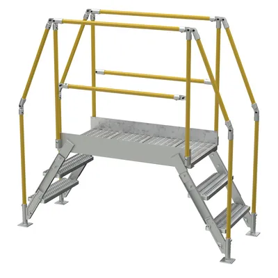 Vestil Aluminum Crossover Ladder 3 Step 48 x 29-1/8 In. Platform 500 Lb. Capacity Silver