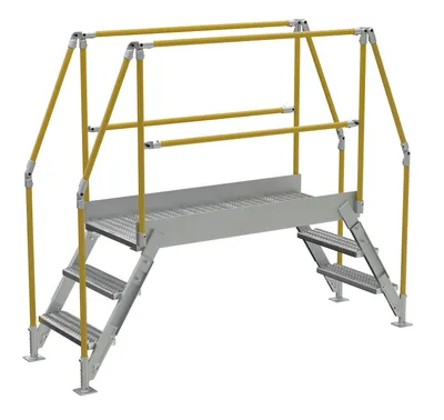 Vestil Aluminum Crossover Ladder 3 Step 60 x 29-1/8 In. Platform 500 Lb. Capacity Silver