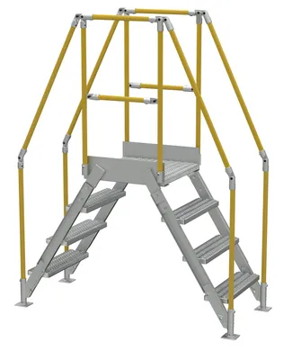 Vestil Aluminum Crossover Ladder 4 Step 24 x 29-1/8 In. Platform 500 Lb. Capacity Silver