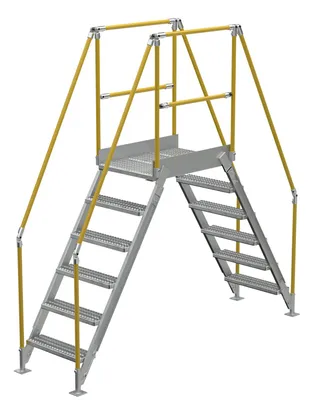 Vestil Aluminum Crossover Ladder 6 Step 36 x 29-1/8 In. Platform 500 Lb. Capacity Silver