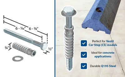 Vestil CS-33-KIT-3 car stop feature highlights