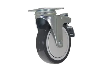 Vestil Polyurethane Swivel With Total Brake Caster 5 In. Diameter x 1 In. Width 330 Lb. Capacity Dark Gray/Light Gray