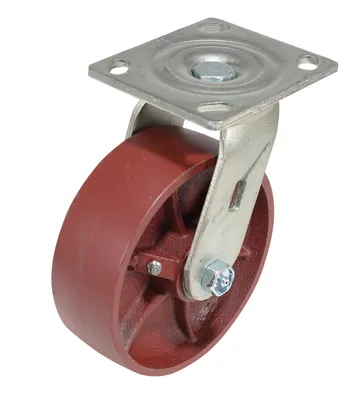 Vestil Cast Iron/Steel Swivel Caster 6 In. Diameter x 2 In. Width 1250 Lb. Capacity Red
