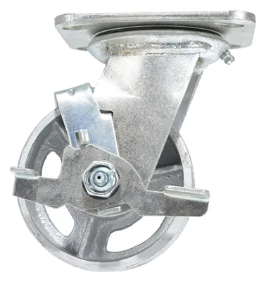 Vestil Cast Iron/Metal Alloy Swivel w/ Brake Caster 4 In. Diameter x 2 In. Width 700 Lb. Capacity Silver
