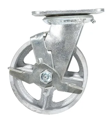 Vestil Cast Iron/Metal Alloy Swivel w/ Brake Caster 5 In. Diameter x 2 In. Width 1,000 Lb. Capacity Silver