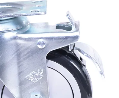 Vestil CST-VE-4X1.25PP-STL polyurethane polyolefin caster shown from an alternate angle