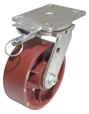 Vestil Cast Iron/Steel Swivel Caster With 4 Position Lock 8 In. Diameter x 3 In. Width 6,000 Lb. Capacity Red