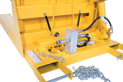 Vestil CTD-H-TP-3000 hydraulic powered fork truck crate turner dumper shown from an alternate angle