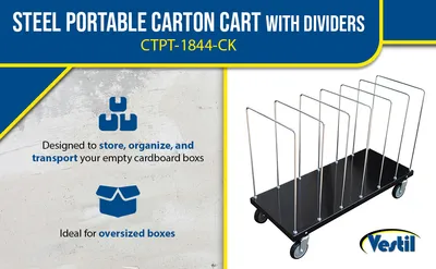 Vestil CTPT-1844-CK portable carton cart feature highlights