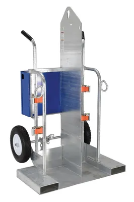 Vestil Galvanized Welding Cylinder Torch Cart with Foam Filled Wheels 34-3/8 In. x 40-1/4 In. x 66-3/8 In. 500 lb. Capacity Silver