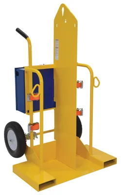 Vestil Steel Welding Cylinder Torch Cart with Foam Filled Wheels 34-3/8 In. x 40-1/4 In. x 66-3/8 In. 500 lb. Capacity Yellow